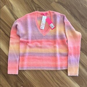 Lilly Pulitzer Pink and Orange V-Neck Sweater